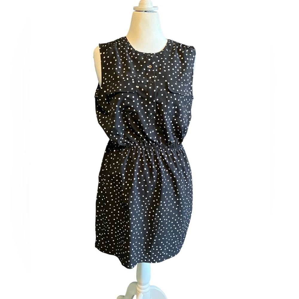 LOFT Outlet Black and White Polka Dot Mini Dress L